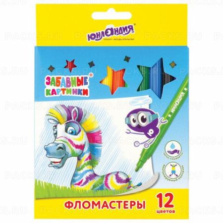 Фломастеры 12цв вентилируемый колпачок ЮНЛАНДИЯ Забавные картинки 1/12/144