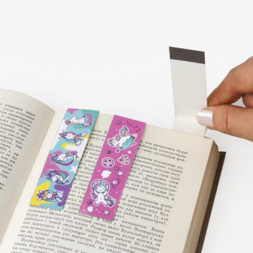 Закладки для книг с магнитом набор 6шт блестки 25x196мм ЕДИНОРОГИ ЮНЛАНДИЯ 1/10/150