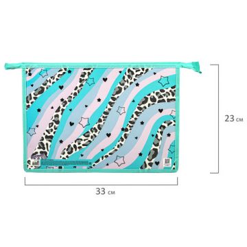 Папка для тетрадей А4 1отделение картон/пластик, блестки на молнии Trendsetter ЮНЛАНДИЯ 1/60