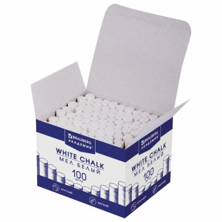 Мелки школьные белые 100шт  круглый мягкий АКАДЕМИЯ BRAUBERG 100/800