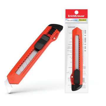 Нож канцелярский 18мм фиксатор ассорти подвес Erich Krause 1/12