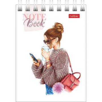 Блокнот 60л А7 75х105мм клетка гребень картон Хатбер Happy time 1/78