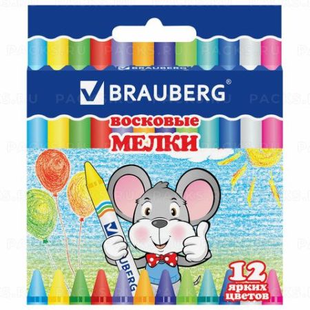 Карандаши восковые 12цв BRAUBERG 1/24/288 