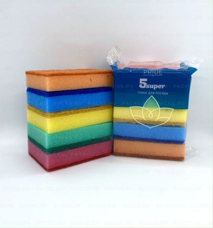 Губка для посуды макси (5шт) 90х60х35мм 1/30