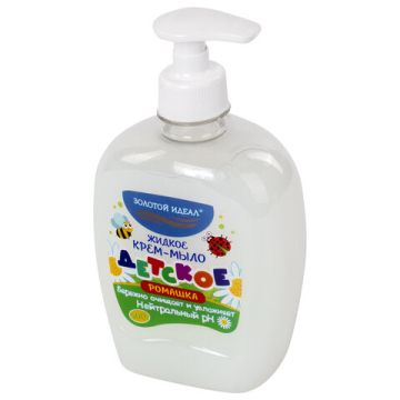Мыло жидкое крем 500мл с дозатором Детское Ромашка ЗОЛОТОЙ ИДЕАЛ 1/12 (Клиент)