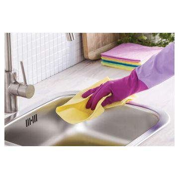 Резиновые перчатки с х/б напыл латекс хозяйств рифл пальцы Роза YORK L 12/48