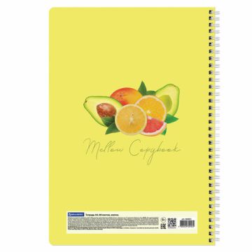 Тетрадь 80л А4 клетка гребень обложка картон Фрукты BRAUBERG 1/4/28