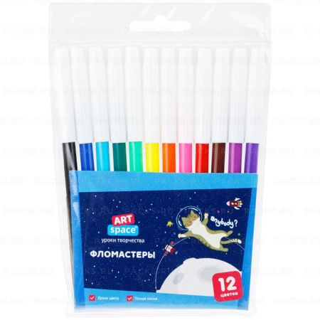 Фломастеры 12цв ПВХ европодвес ArtSpace Космические приключения 1/12