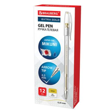 Ручка гелевая золотистая 0,5мм линия 0,35мм BRAUBERG EXTRA GOLD 1/12
