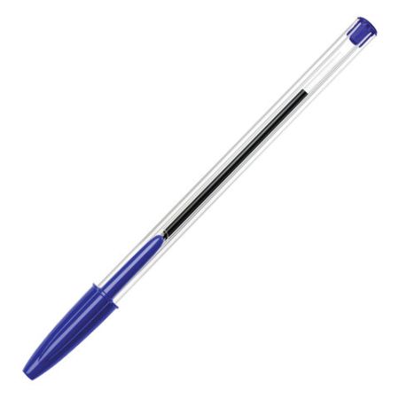 Ручка шариковая синяя узел 1мм линия письма 0,32мм корпус прозрачный BIC Cristal 1/50/1000