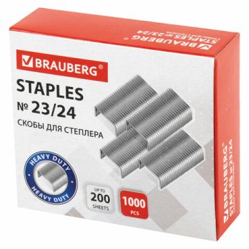Скобы №23/24 1000шт до 200л сверхпрочные BRAUBERG 1/10/100 nelK
