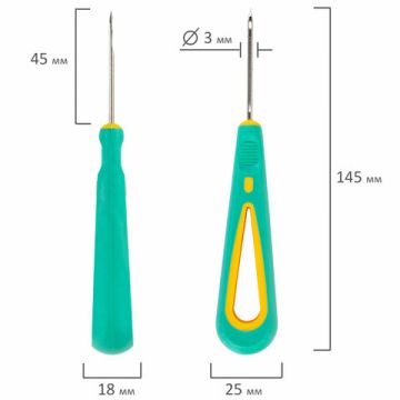 Шило канцелярское с ушком общая длина 145мм диаметр иглы 3 мм ручка резин 1/50/400 (Клиент)