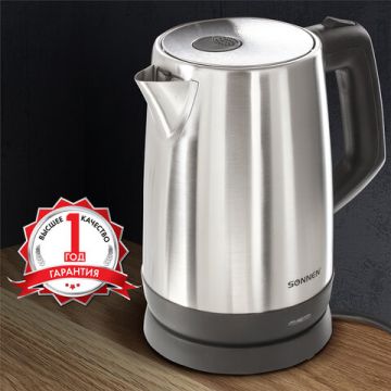 Чайник SONNEN KT-1785 1,7 л 2200 Вт закрытый нагревательный элемент нержавеющая сталь 1/8 (Клиент)