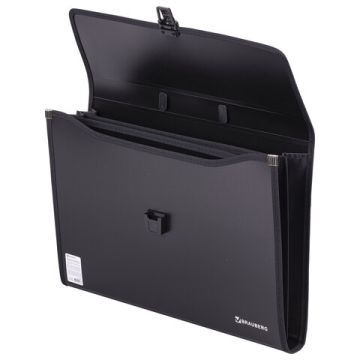 Папка-портфель BRAUBERG  390х260х40мм 3отд пластик, черный 1/10 (клиент)