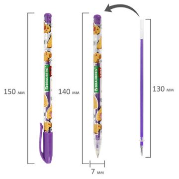 Набор гелевых ручек 12цв узел 1мм линия 0,7мм неон BRAUBERG KIDS CUTE ANIMALS 1/12