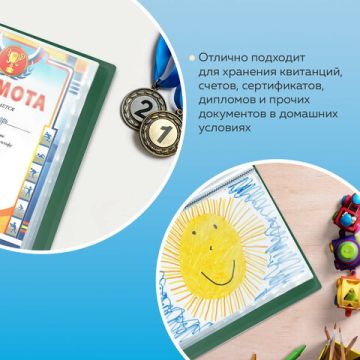 Папка  40 вклад. BRAUBERG Стандарт, зеленая, 0,7мм 1/30