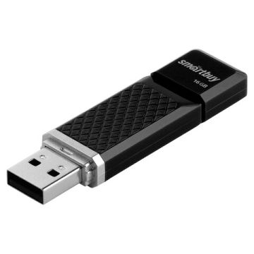 Флэш-диск 16 GB SMARTBUY Quartz, USB 2.0, черный SB16GBQZ-K 1/100 (Клиент)