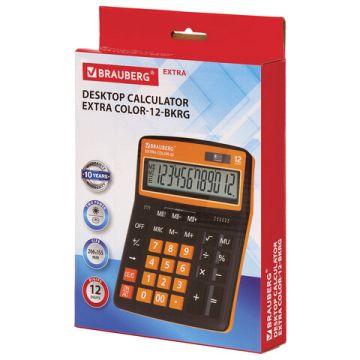 Калькулятор настольный BRAUBERG EXTRA-12-BKBU (206x155мм) 12разр дв питание ЧЕРНО-ОРАНЖЕВЫЙ 1/20
