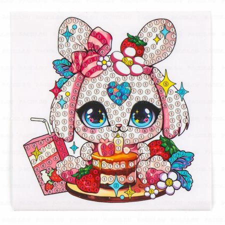 Алмазная мозаика наклейка Милый зайка 9х9см 1/200