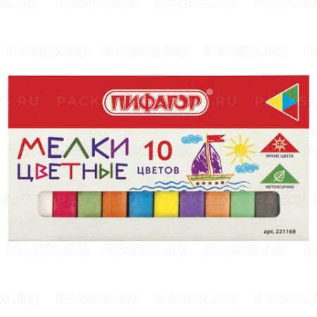 Мелки цветные 10шт Пифагор карт. уп 1/20