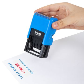 Датер самонаборный 2 строки+дата оттиск 41х24 мм сине-красный TRODAT 1/10(Клиент)