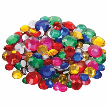 Стразы самоклеящиеся КРУГЛЫЕ, размер 8-15мм, 30г., 5 цветов, ОСТРОВ СОКРОВИЩ (вывод)