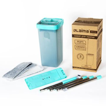 Набор для уборки ведро 9л/7л 2х-камерное с отжимом  3 насадки МОП LAIMA COMPACT MOP 1/6 (клиент)