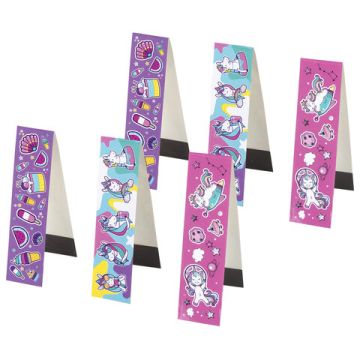 Закладки для книг с магнитом набор 6шт блестки 25x196мм ЕДИНОРОГИ ЮНЛАНДИЯ 1/10/150