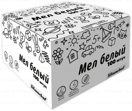 Мелки школьные белые 100шт Silwerhof 100/800