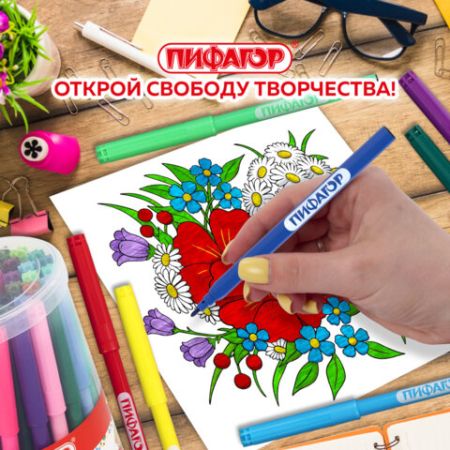 Фломастеры 50цв вентилируемый колпачок Пифагор 1/12/48 (Клиент)