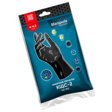 Резиновые перчатки КЩС-2 латексные ультратонкие разм 8-8,5 черные MANIPULA 1/12/120 (Клиент)