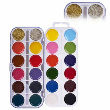 Краски акварельные 22+2цв медовые (золото-серебро) ЮНЛАНДИЯ Юный Волшебник 1/24