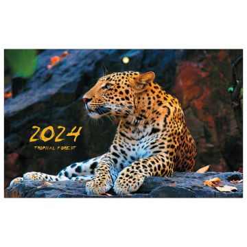 Календарь квартальный 2024 3 блока на 3-х гребнях с бегунком Леопард BRAUBERG 1/50 (Клиент)
