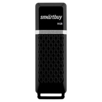 Флэш-диск 8 GB SMARTBUY Quartz USB 2.0 черный SB8GBQZ-K 1/180 (Клиент)