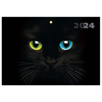 Календарь квартальный 2024 1 блок 1 гребень бегунок BRAUBERG Cats eyes 1/30 (Клиент)