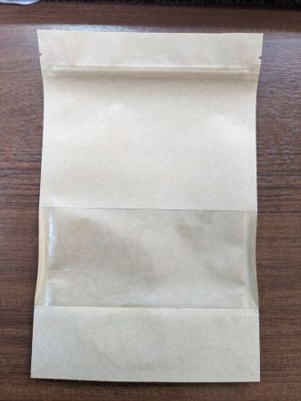 Пакет Zip-Lock Дой-Пак крафт (13,5 х3,5х22,5) с окном  6,5 50/2000