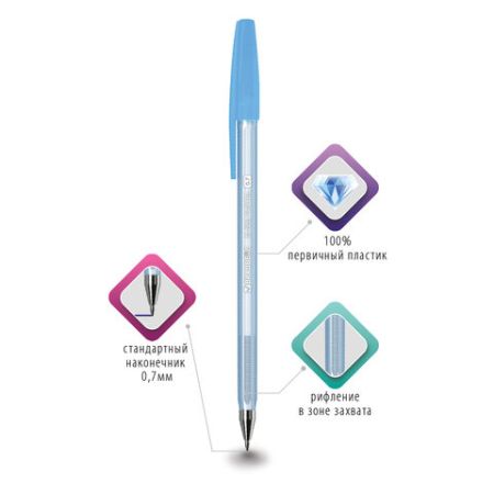 Ручка шариковая синяя узел 0,7мм корпус ассорти BRAUBERG M-500 PASTEL 1/50
