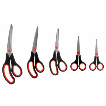 Ножницы набор 5шт (140,170,190,220,240мм) метал черно-красные вставки европодвес Brauberg 1/12 (Клие