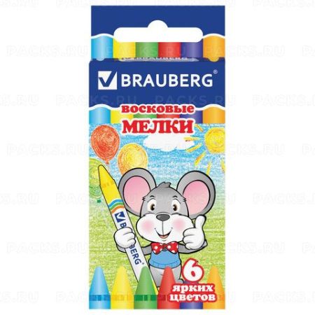 Карандаши восковые 06цв BRAUBERG 1/48/288