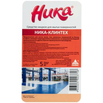 Средство жидкое 5л моющее для поверхностей концентрат для трудноудаляемых НИКА Клинтех 1/4 (Клиент)