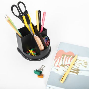 Подставка-органайзер 132х122х108мм 5 отделений черная BRAUBERG STYLE 1/6 (клиент)