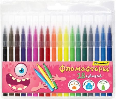 Фломастеры 18цв вентилируемый колпачок Silwerhof Монстрики 1/12/144