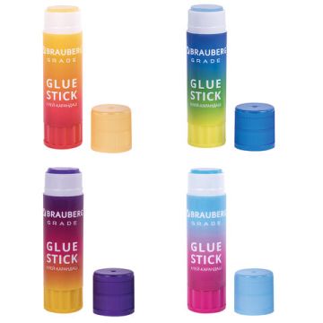 Клей-карандаш 21г BRAUBERG Grade PVP ассорти 1/12/648