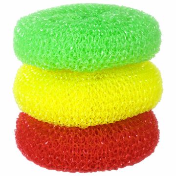 Мочалка для посуды пластиковая (3шт) ЛАЙМА сетчатые по 7г 1/100 (клиент)