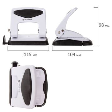 Дырокол на 35листов металлический белый BRAUBERG PN-150M 1/48 (Клиент)