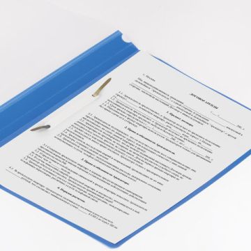 Папка скоросшиватель с прозр верхн лист BRAUBERG А4 голубой 1/25