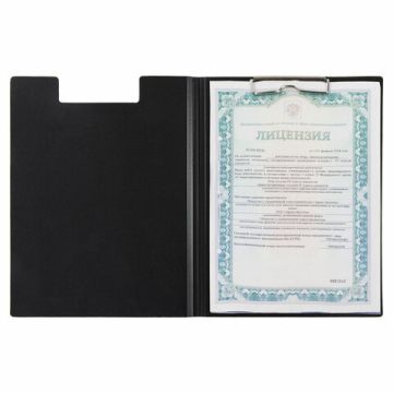 Папка-планшет STAFF А4 с прижимом и крышкой пластик черная 0,5мм 1/20 (клиент)