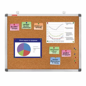 Доска пробковая 45х60см для объявлений алюмингевая рамка BRAUBERG 1/1 (Клиент)