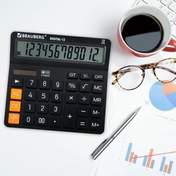 Калькулятор настольный BRAUBERG DIGITAL-12-BK (151х152 мм) 12 разр дв питание черный 1/20 (Клиент)