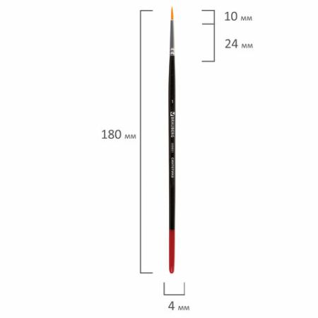 Кисть синтетика круглая №1 BRAUBERG 1/30